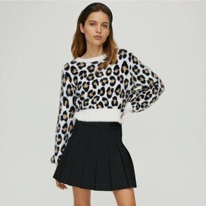 Aritzia Sunday Best Kitten Leopard Fuzzy Cropped Sweater – Size M